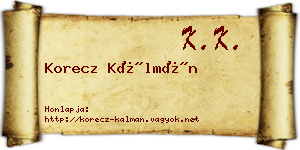 Korecz Kálmán névjegykártya